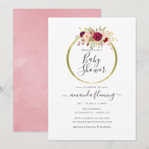 Burgundy and Blush Boho Geometric Baby Shower Invitation