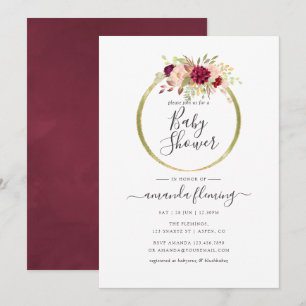 Burgundy and Blush Boho Geometric Baby Shower Invitation