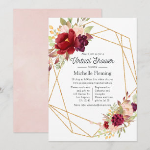 Burgundy and Blush Boho Geometric Virtual Shower Invitation
