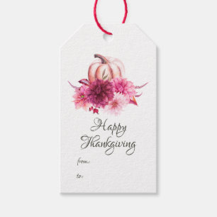 Burgundy and Blush Floral Thanksgiving Gift Tags