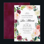 Burgundy and Blush Floral Wreath Fall Bar Mitzvah Invitation<br><div class="desc">Invite family and friends to your event with this floral bar mitzvah invitation. It features watercolor floral wreath of burgundy, blush, ivory and orange peonies, roses, mums and other flowers with foliage accent. This floral invitation is perfect for fall or autumn bar mitzvahs. Personalize by adding names, date, time, venue...</div>
