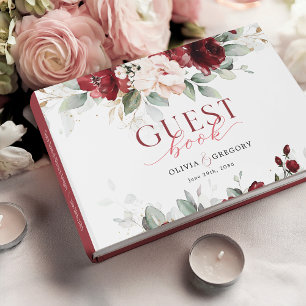 Burgundy and Blush Pink Floral Wedding Guest Book