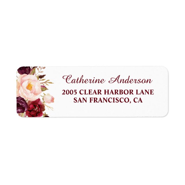 Burgundy and Blush Pink Floral Wedding Return (Front)
