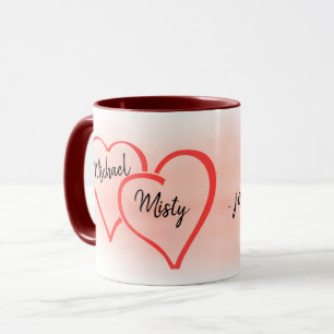 Burgundy and Blush Two Hearts Newlyweds Keepsake Mug