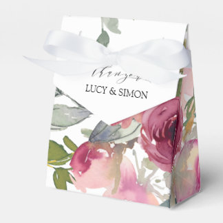 Burgundy and Blush water colour roses Favor Box