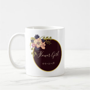 Burgundy and Blush , Watercolor , Flower Girl Coffee Mug