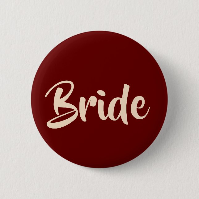 Burgundy and Blush Wedding Party Bride 2 Inch Round Button (Front)