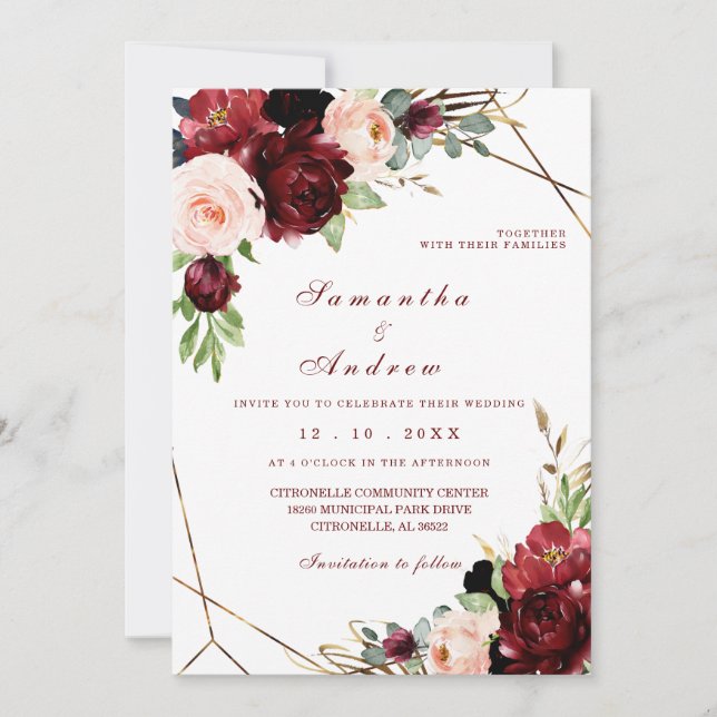Burgundy and Blush Wedding Template (Front)