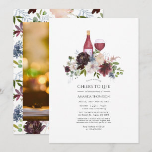 Burgundy and Blush Wine themed Celebration of Life Invitation