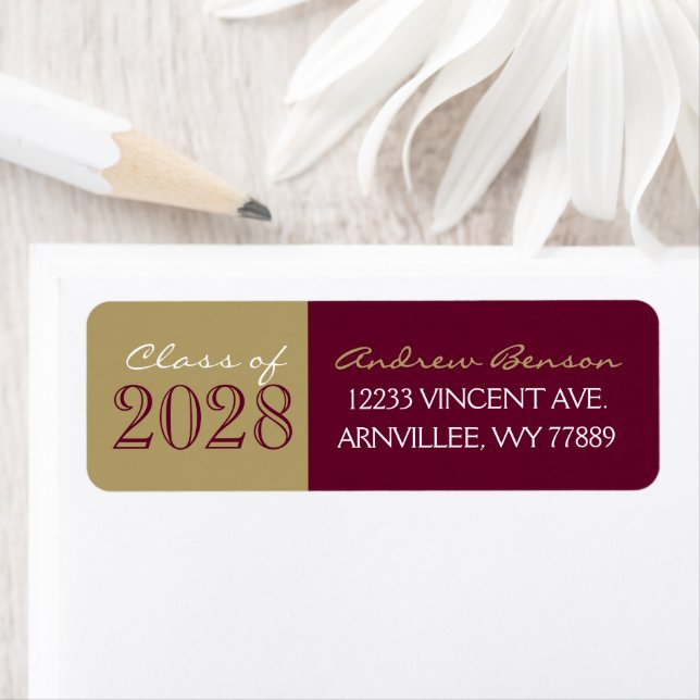 Burgundy and Bronze Graduation Return Address (Insitu)