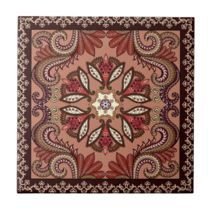 Burgundy and Brown Paisley Pattern Tile