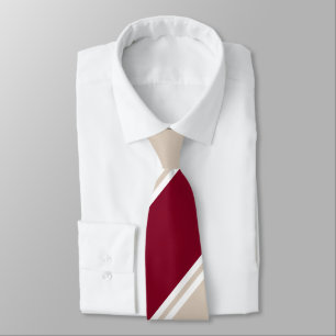 Burgundy and Champagne-Coloured Regimental Stripe Tie
