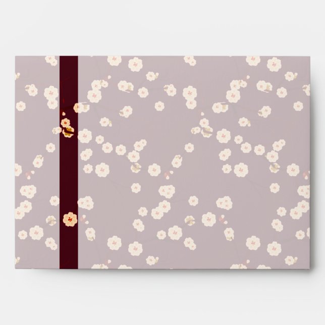 Burgundy and Cream Cherry Blossoms Envelope (Front)