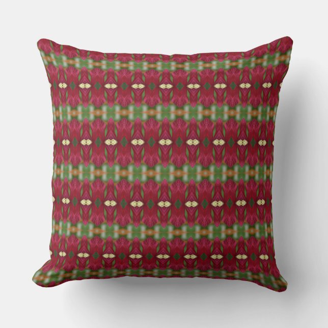 Burgundy and Dark Green Throw Pillow (Front)