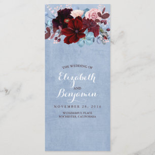 Burgundy and Dusty Blue Wedding Programs