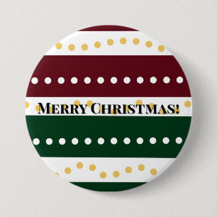 Burgundy and Emerald Golden Polka Dots Christmas 3 Inch Round Button