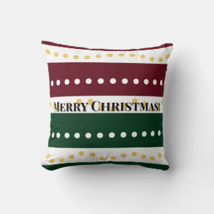 Burgundy and Emerald Golden Polka Dots Christmas Throw Pillow