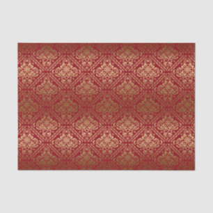Burgundy And Faux Metallic Gold Floral Damasks 5 Tissue Paper