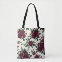 Burgundy and Forest Green Tote Bag