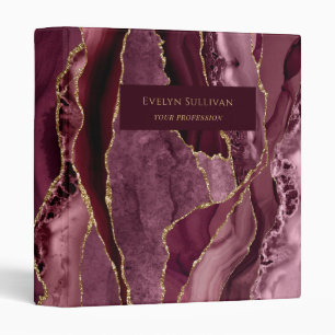Burgundy and Gold Agate Binder