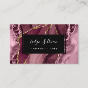 burgundy and gold agate business card