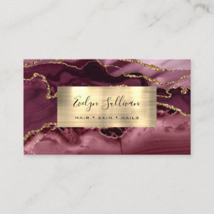 Burgundy and Gold Agate Business Card