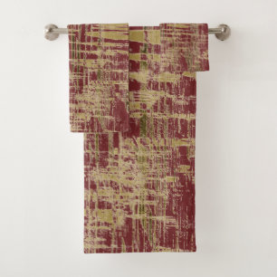 Burgundy and Gold Bath Towel Set
