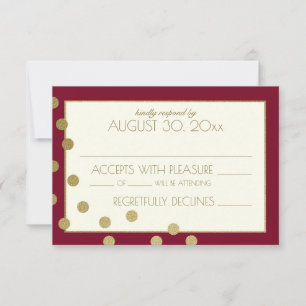 Burgundy and Gold Confetti Dots Wedding Response