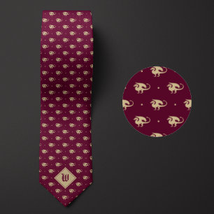Burgundy and Gold Dragon in Profile with Monogram Tie