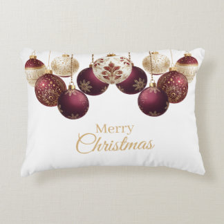 Burgundy and gold faux glitter accent pillow