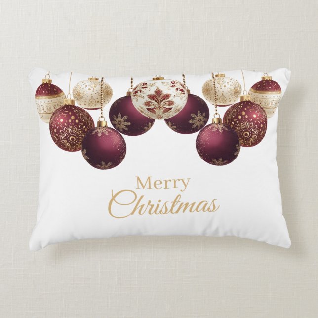 Burgundy and gold faux glitter accent pillow (Front)