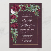 Burgundy and Gold Floral Fall Unique Bridal Shower