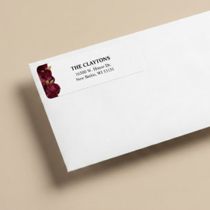 Burgundy And Gold Floral Return Address Labels