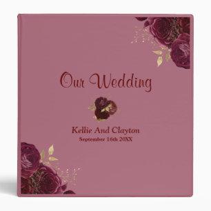 Burgundy And Gold Floral Wedding Album Binder