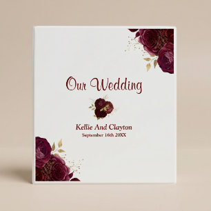 Burgundy And Gold Floral Wedding Album Binder