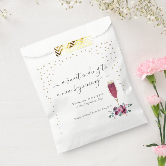 Burgundy and gold flute sweet Favour Box Favour Ba Bag (Sealed)