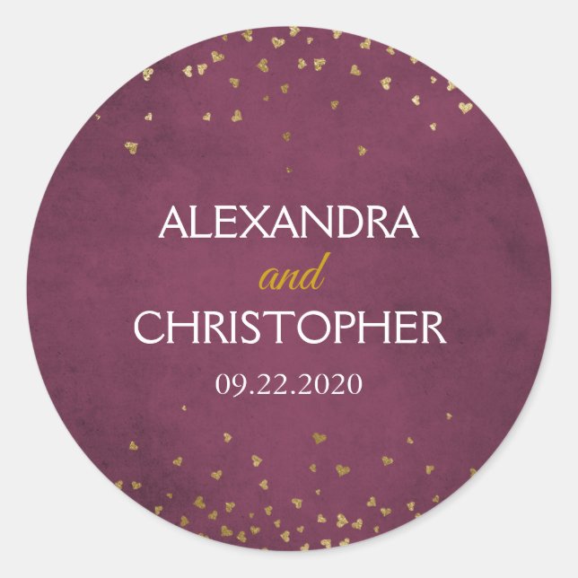 Burgundy and Gold Foil Confetti Envelope Seal (Front)