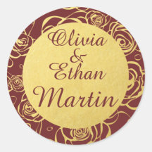 Burgundy and Gold Foil Flowers