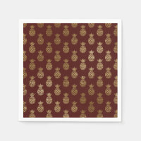 Burgundy and Gold Foil Pineapple Pattern