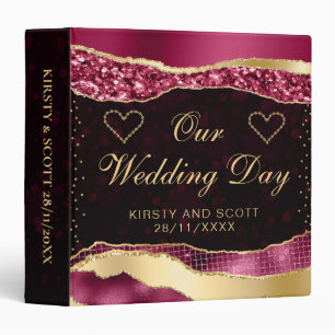 Burgundy and Gold Glam Tears Wedding Photo Album Binder