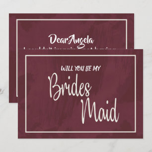 Burgundy and Gold Glitter Pocket   Bridesmaid Invitation