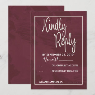 Burgundy and Gold Glitter Pocket RSVP Invitation