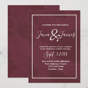 Burgundy and Gold Glitter Pocket wedding Invitation