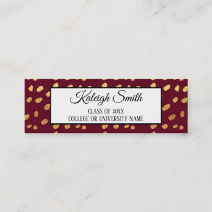 Burgundy and Gold Graduation Insert Name Card
