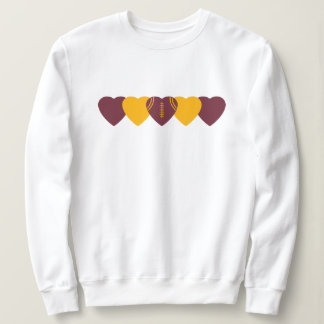 Burgundy and Gold Heart Football Sweatshirt