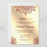 Burgundy and Gold Islamic Muslim Mehndi Ceremony