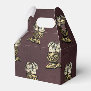 Burgundy and Gold Knight Pattern Favor Box