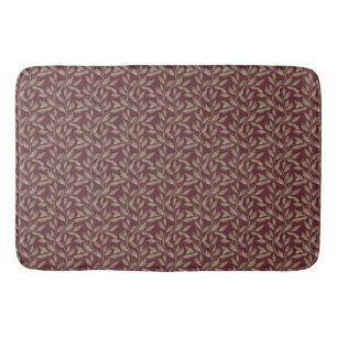 Burgundy and Gold Leaf Bath Mat