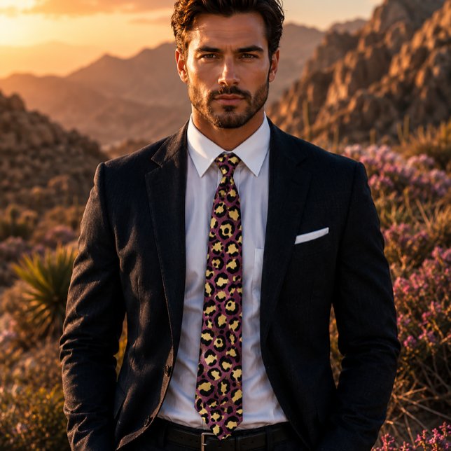 Burgundy and Gold Leopard Print Tie (Creator Uploaded)