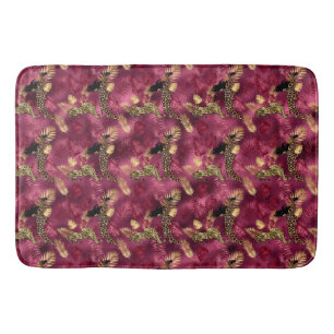 Burgundy and Gold Leopard Series Design 10 Bath Mat